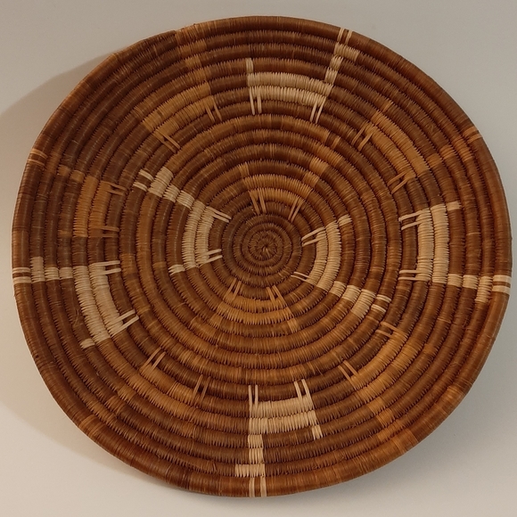 Vintage Botswana Hand Woven Coil Basket Bowl with Lechwe 10 1/2" Boho Wall Decor